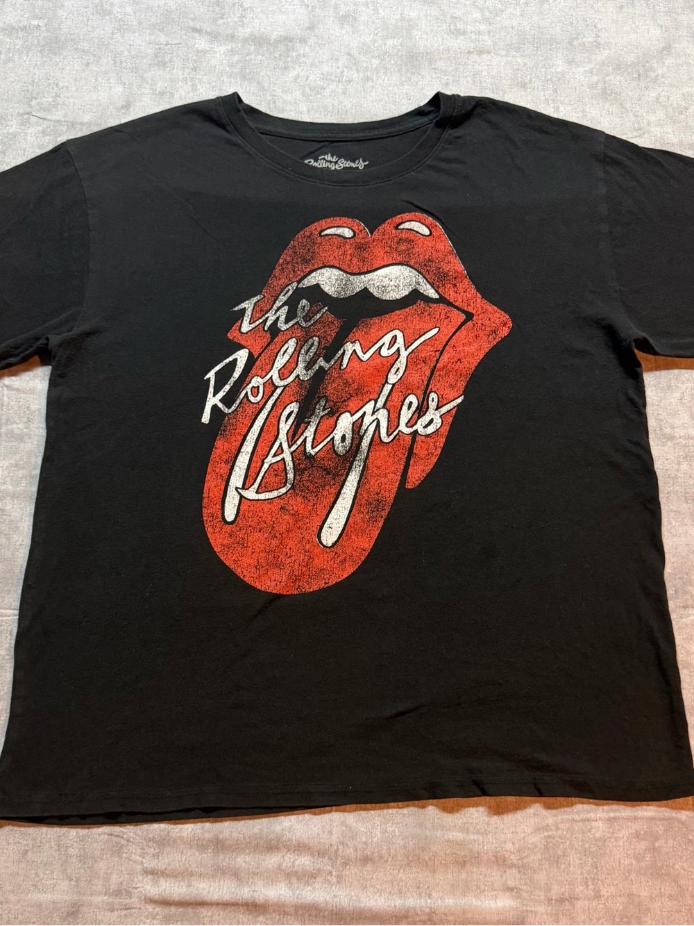 The Rolling Stones Black Tee with Red Tongue Graphic